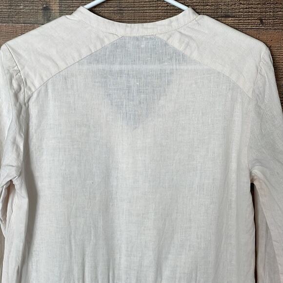 Zara Woman Linen Crop Sleeve V-Neck Dress Pale Pink Size Small - Picture 7 of 9